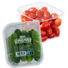 Snacktomaten
schaal à 500 gram
of snackkomkommers
schaal à 400 gram